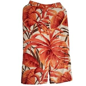 CONRAD COLLECTION Womens Linen Tropical Leaf Print Midi Skirt Size 8